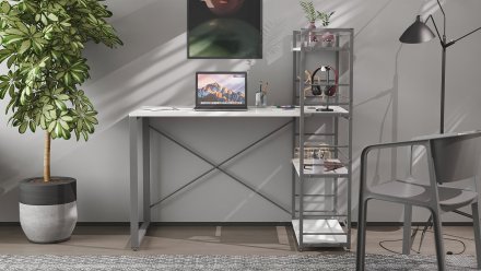 Письмовий стіл Ferrum-decor Серії Конект з етажеркою 75x120x600 сірий ДСП Біле 16мм (FRD-104230) Письмовий стіл Ferrum-decor Серії Конект з етажеркою 75x120x600 сірий ДСП Біле 16мм (FRD-104230)