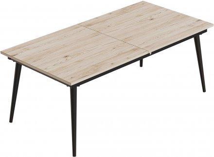 Стіл трансформер журнальний Dandi Small Ferrum-decor 45x120 160)x70 Чорний метал ДСП Дуб Сан-Марино 16 мм (FRD-106798)