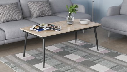 Стіл трансформер журнальний Dandi Small Ferrum-decor 45x120 160)x70 Чорний метал ДСП Дуб Сан-Марино 16 мм (FRD-106798)