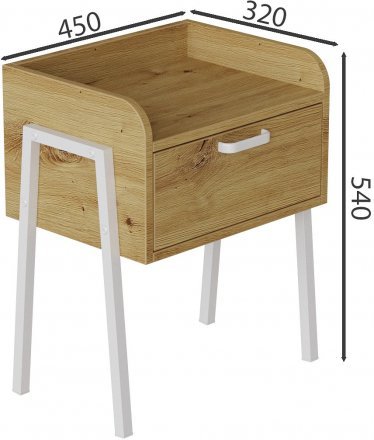 Тумба модульна Ferrum-decor Бетті 540x450x320 метал Білий ДСП Дуб Дуб Артизан 16 мм (FRD-102995)