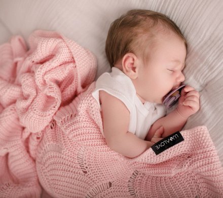 Плед плетений Shell 80x100 см Powder Pink lullalove-8177 Плед плетений Shell 80x100 см Powder Pink lullalove-8177