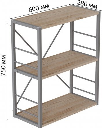 Етажерка 3/60 Ferrum-decor Серії Конект 73x60x28 сірий ДСП Дуб Сан-Марино 16мм (FRD-104267) Етажерка 3/60 Ferrum-decor Серії Конект 73x60x28 сірий ДСП Дуб Сан-Марино 16мм (FRD-104267)