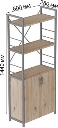 Етажерка 3/60 Ferrum-decor Серії Конект із тумбою 144x60x28 Сірий ДСП Сан-Марино (FRD-104457)