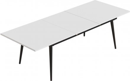 Стіл трансформер журнальний Dandi Small Ferrum-decor 45x120 160)x70 Чорний метал ДСП Білий 16 мм (FRD-106799)