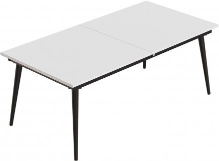 Стіл трансформер журнальний Dandi Small Ferrum-decor 45x120 160)x70 Чорний метал ДСП Білий 16 мм (FRD-106799)
