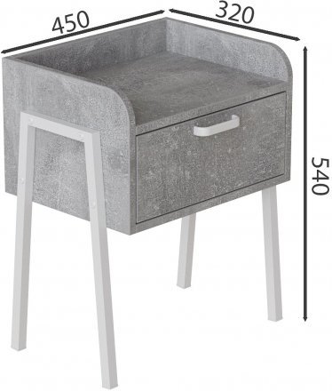 Тумба модульна Ferrum-decor Бетті 540x450x320 метал Білий ДСП Бетон 16 мм (FRD-102996)
