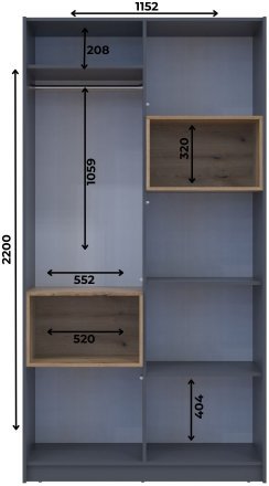 Шафа для одягу з нішою Doros Дейл 115,2х52х220 см Графіт/Дуб евок (DRS-011281) Шафа для одягу з нішою Doros Дейл 115,2х52х220 см Графіт/Дуб евок (DRS-011281)