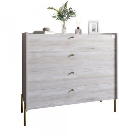 Комод із 4 шухлядами LION Wood із золотими ніжками 100х90х45 см Самоа Димчастий (LION-042962) Комод із 4 шухлядами LION Wood із золотими ніжками 100х90х45 см Самоа Димчастий (LION-042962)