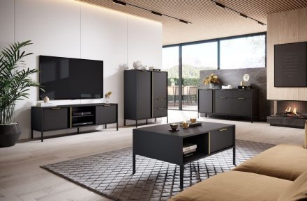 Комод високий Perfect Home Ларс / Lars 2-дверний з 2 шухлядами 2D2S/104 Антрацит (PFH-091020)