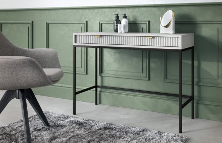 Стіл туалетний Perfect Home Нова / Nova з 2 шухлядами та чорними ніжками T104 Сірий (PFH-091268) Стіл туалетний Perfect Home Нова / Nova з 2 шухлядами та чорними ніжками T104 Сірий (PFH-091268)