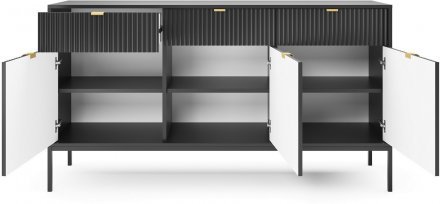 Комод Perfect Home Нова / Nova 3-дверний з 3 шухлядами і чорними ніжками KSZ154 Чорний (PFH-091246)