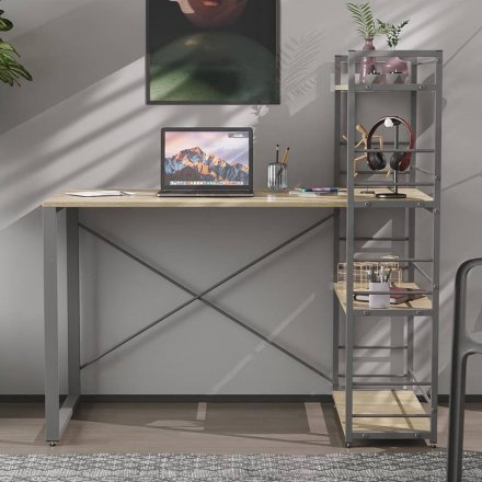 Письмовий стіл Ferrum-decor Серії Конект з етажеркою 75x120x600 сірий ДСП Дуб Сонома 16мм (FRD-104233)