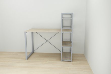 Письмовий стіл Ferrum-decor Серії Конект з етажеркою 75x120x600 сірий ДСП Дуб Сонома 16мм (FRD-104233)