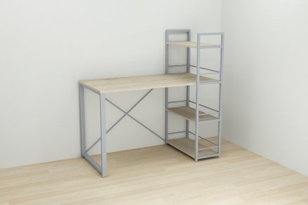 Письмовий стіл Ferrum-decor Серії Конект з етажеркою 75x120x600 сірий ДСП Дуб Сонома 16мм (FRD-104233)