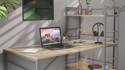 Письмовий стіл Ferrum-decor Серії Конект з етажеркою 75x120x600 сірий ДСП Дуб Сонома 16мм (FRD-104233)