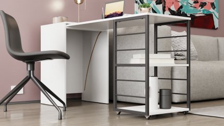 Стіл-тумба трансформер Смарт 2/1 Ferrum-decor 750x1450x500 Чорний метал ДСП Біле 16 мм (FRD-105095)