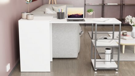 Стіл-тумба трансформер Смарт 2/1 Ferrum-decor 750x1450x500 Чорний метал ДСП Біле 16 мм (FRD-105095)