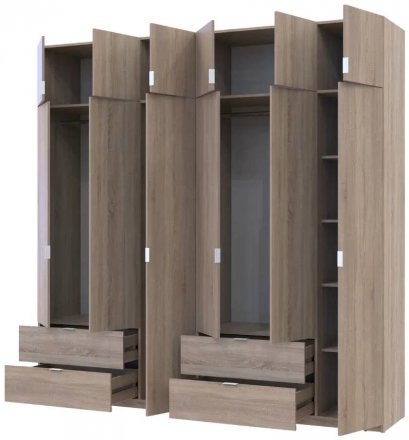 Шафа для одягу Doros Лукас Дуб сонома 3+3 ДСП 240х50х240 DRS-011703 (42005107)