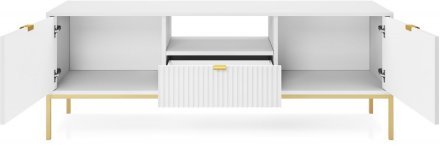 Тумба під телевізор Perfect Home Нова / Nova 2-дверна з 1 шухлядою і золотими ніжками RTV154 Білий (PFH-091224)