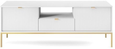 Тумба під телевізор Perfect Home Нова / Nova 2-дверна з 1 шухлядою і золотими ніжками RTV154 Білий (PFH-091224)