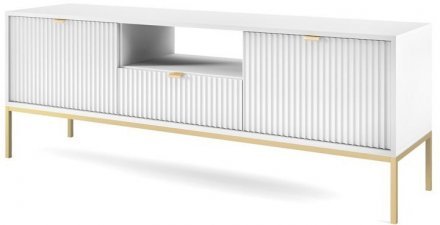 Тумба під телевізор Perfect Home Нова / Nova 2-дверна з 1 шухлядою і золотими ніжками RTV154 Білий (PFH-091224)