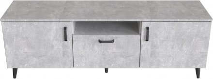 Тумба Лестер на конусних ніжках Ferrum-decor 48x139x38 Чорний метал ДСП Бетон 16 мм (FRD-106801)