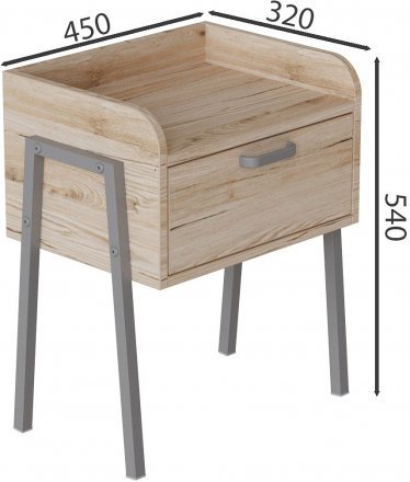 Тумба модульна Ferrum-decor Бетті 540x450x320 метал Сірий ДСП Дуб Сан-Марино 16 мм (FRD-102998)