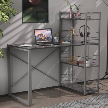 Письмовий стіл Ferrum-decor Серії Конект з етажеркою 75x120x60 сірий ДСП Сосна Кембра 16мм (FRD-104235) Письмовий стіл Ferrum-decor Серії Конект з етажеркою 75x120x60 сірий ДСП Сосна Кембра 16мм (FRD-104235)