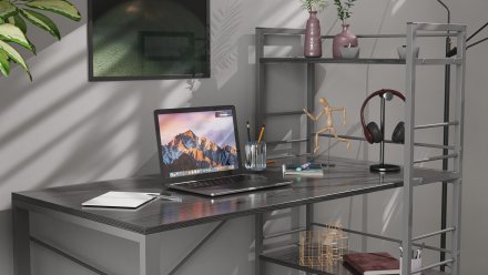 Письмовий стіл Ferrum-decor Серії Конект з етажеркою 75x120x60 сірий ДСП Сосна Кембра 16мм (FRD-104235) Письмовий стіл Ferrum-decor Серії Конект з етажеркою 75x120x60 сірий ДСП Сосна Кембра 16мм (FRD-104235)