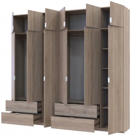 Шафа для одягу Doros Лукас Дуб сонома 3+3 ДСП 255х50х240 DRS-011704 (42005111)