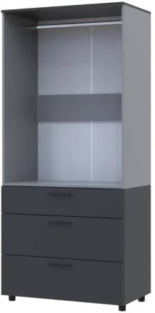 Шафа для одягу Doros Торн Антрацит/Сірий 2 ДСП/3Ш (штанга) 90х51.6х200 (DRS-011997) Шафа для одягу Doros Торн Антрацит/Сірий 2 ДСП/3Ш (штанга) 90х51.6х200 (DRS-011997)
