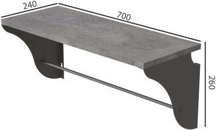 Настінна полиця Ferrum-decor Комфі 260x700x240 метал Сірий ДСП Бетон 16 мм (FRD-102778) Настінна полиця Ferrum-decor Комфі 260x700x240 метал Сірий ДСП Бетон 16 мм (FRD-102778)