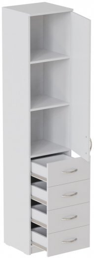 Пенал Анжело Ferrum-decor на 3 полиці з дверима та 4 ящиками 1900x400x380 ДСП Біле 16 мм (FRD-104930)