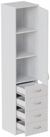 Пенал Анжело Ferrum-decor на 3 полиці з дверима та 4 ящиками 1900x400x380 ДСП Біле 16 мм (FRD-104930)