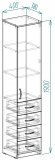Пенал Анжело Ferrum-decor на 3 полиці з дверима та 4 ящиками 1900x400x380 ДСП Біле 16 мм (FRD-104930)