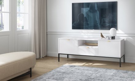 Тумба під телевізор Perfect Home Нова / Nova 2-дверна з 1 шухлядою і чорними ніжками RTV154 Білий (PFH-091225)