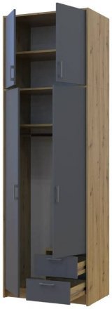Антресоль висока Doros Ронді Дуб Артизан/Графіт 2 ДСП 82х52х65 (DRS-011905)