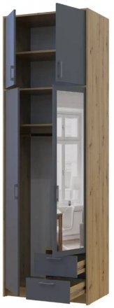 Антресоль висока Doros Ронді Дуб Артизан/Графіт 2 ДСП 82х52х65 (DRS-011905)
