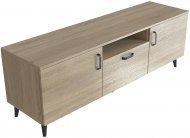 Тумба Лестер на конусних ніжках Ferrum-decor 48x139x38 Чорний метал ДСП Дуб Сонома 16 мм (FRD-106804)