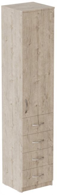Пенал Анжело Ferrum-decor на 3 полиці з дверима та 4 ящиками 1900x400x380 ДСП Дуб Сан-Марино 16 мм (FRD-104931)