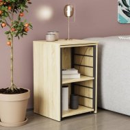 Стіл-тумба трансформер Смарт 2/1 Ferrum-decor 750x1450x500 Чорний метал ДСП Дуб Сонома 16 мм (FRD-105098)