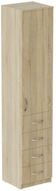 Пенал Анжело Ferrum-decor на 3 полиці з дверима та 4 ящиками 1900x400x380 ДСП Дуб Сонома 16 мм (FRD-104933)