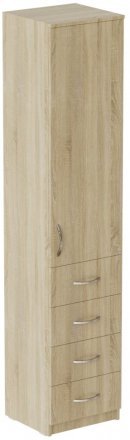 Пенал Анжело Ferrum-decor на 3 полиці з дверима та 4 ящиками 1900x400x380 ДСП Дуб Сонома 16 мм (FRD-104933)