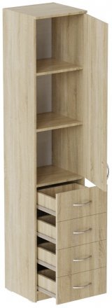 Пенал Анжело Ferrum-decor на 3 полиці з дверима та 4 ящиками 1900x400x380 ДСП Дуб Сонома 16 мм (FRD-104933)