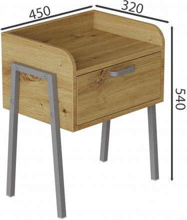 Тумба модульна Ferrum-decor Бетті 540x450x320 метал Сірий ДСП Дуб Дуб Артизан 16 мм (FRD-103002)