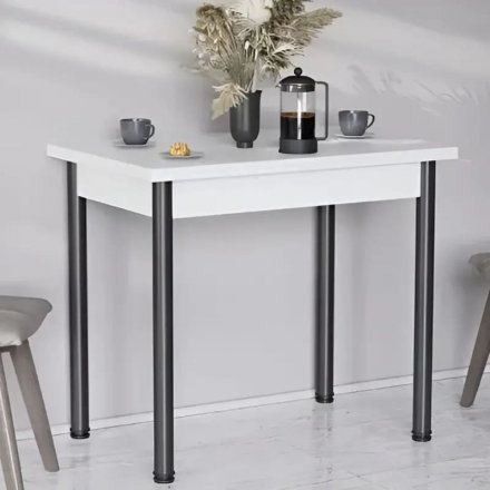 Розкладний обідній стіл-формер Берта Ferrum-decor 750x1200x900 Чорний метал ДСП Біле 16 мм (FRD-105171)