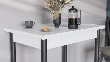 Розкладний обідній стіл-формер Берта Ferrum-decor 750x1200x900 Чорний метал ДСП Біле 16 мм (FRD-105171)