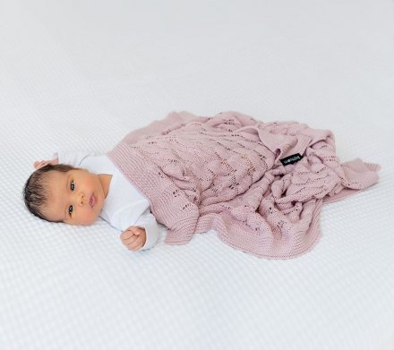 Плед плетений Boho 80x100 см Powder Pink lullalove-5824 Плед плетений Boho 80x100 см Powder Pink lullalove-5824