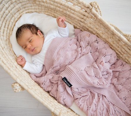 Плед плетений Boho 80x100 см Powder Pink lullalove-5824 Плед плетений Boho 80x100 см Powder Pink lullalove-5824