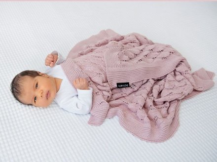 Плед плетений Boho 80x100 см Powder Pink lullalove-5824 Плед плетений Boho 80x100 см Powder Pink lullalove-5824